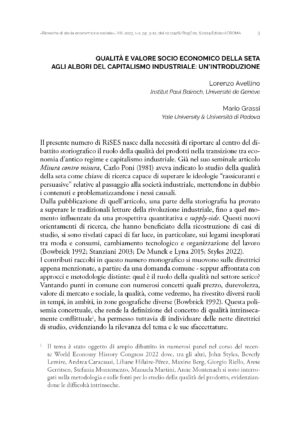 Qualità e valore socioeconomico della seta agli albori del capitalismo industriale. Un’introduzione